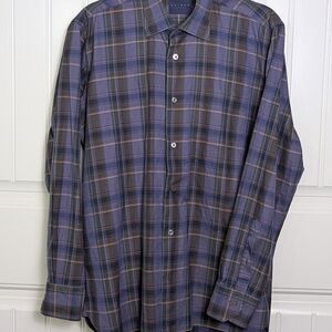 Calder Carmel 100% Cotton Plaid 1/150 Button-Down Shirt - Purple/Brown Casual
